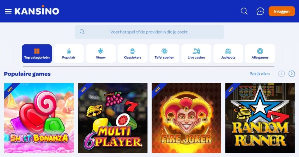 kansino casino pagina met casinospellen