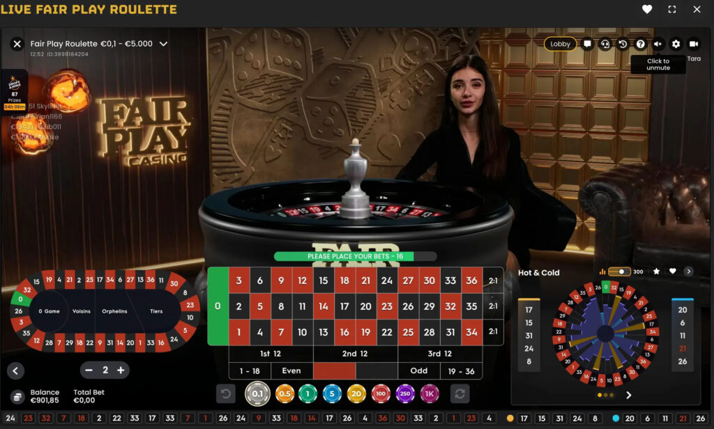 live roulette tafel van Fair Play Casino Nederland