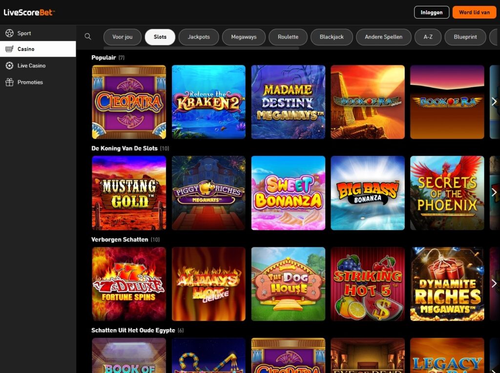 livescore bet slots pagina